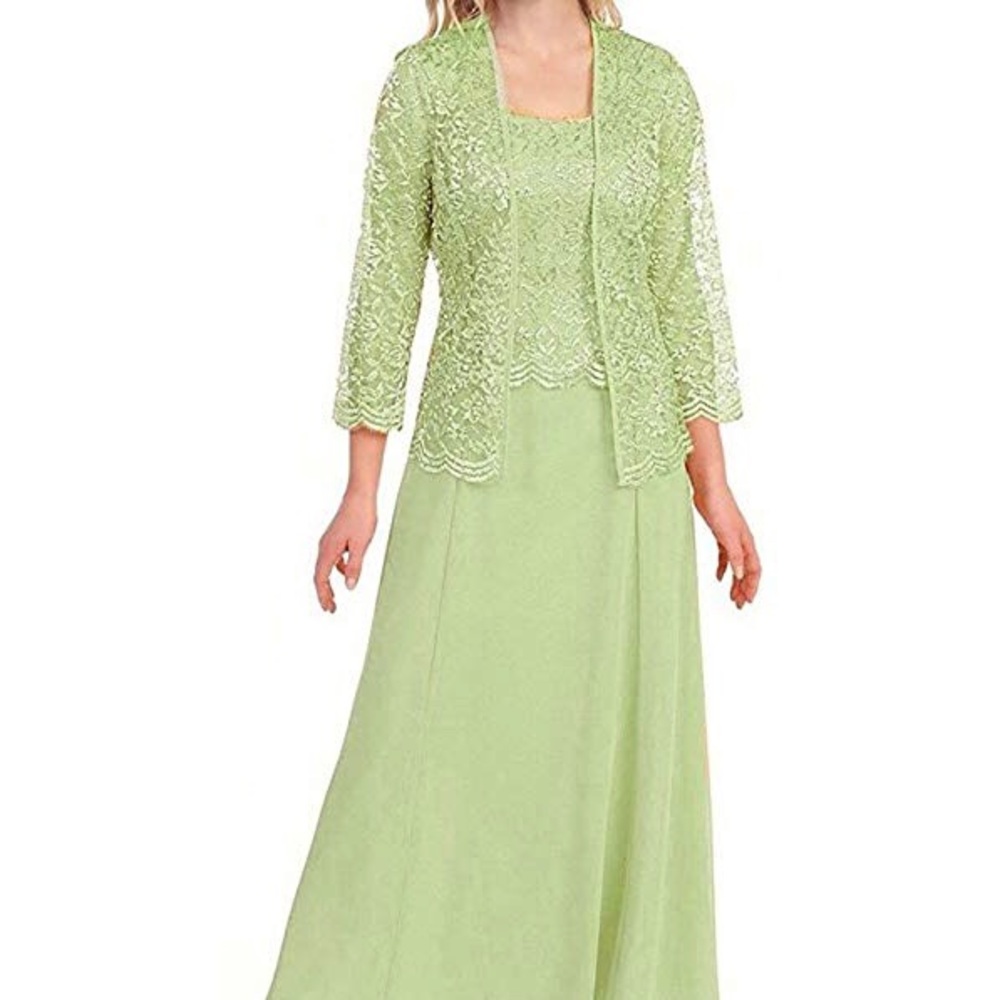 NWT mint green mother of bride dress & lace jacket